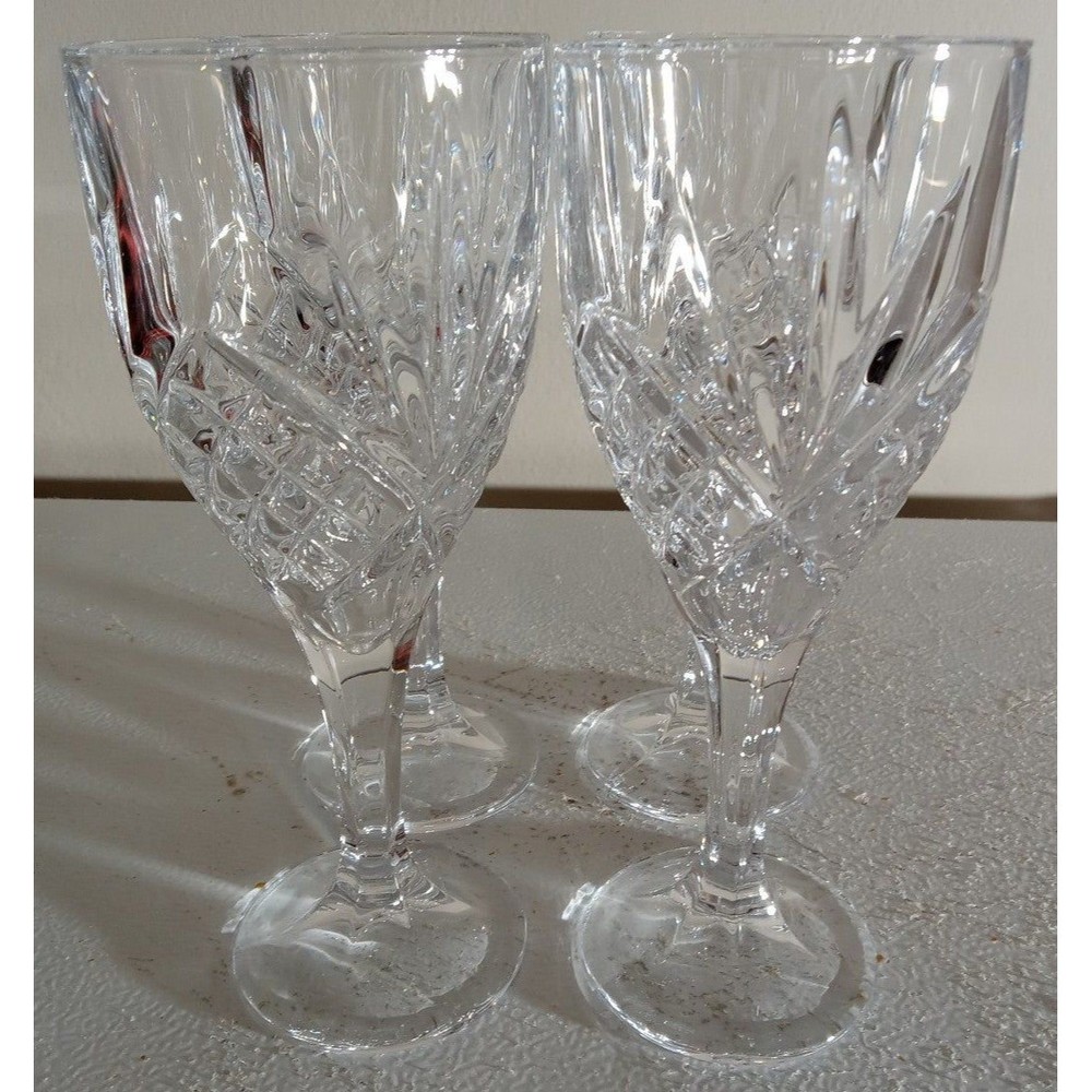 Set Of 4 Godinger Dublin Pattern Clear  Lead Crystal Stemmed Goblets